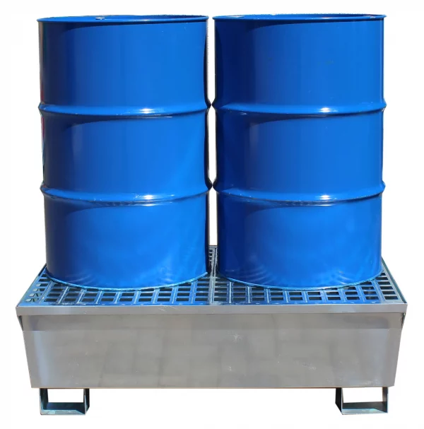 Galvanised Steel Spill Pallet - 2 Drum Capacity - GSP2D