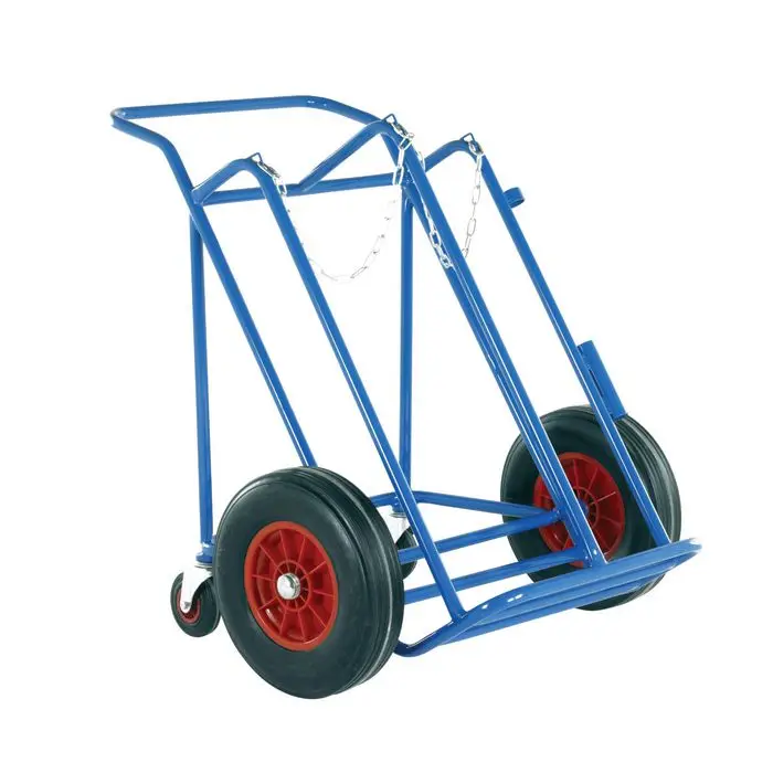 Welders gas cylinder trolley with twin support castors